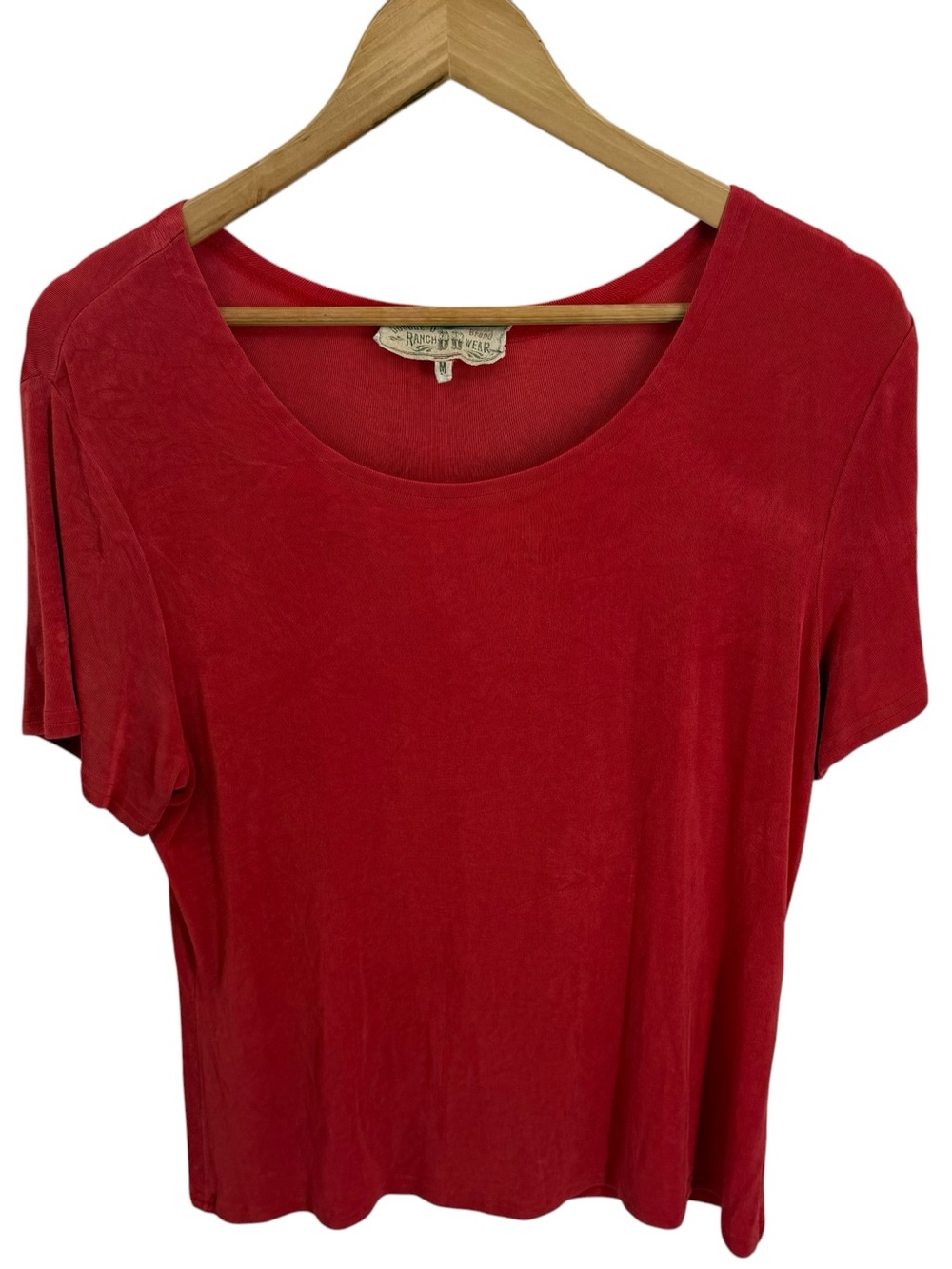 Double D Ranch Top Women Size M Short Sleeve Western Vintage 90s Salmon